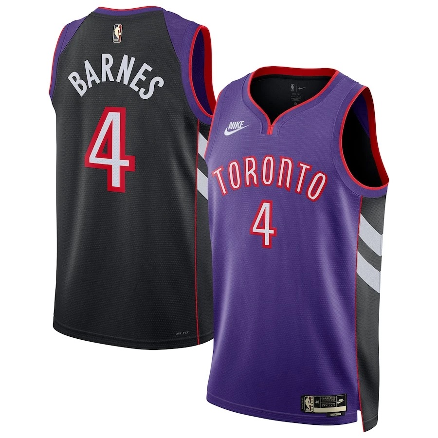 Men Toronto Raptors #4 Barnes Purple Season Throwback Nike 2025 NBA Jersey